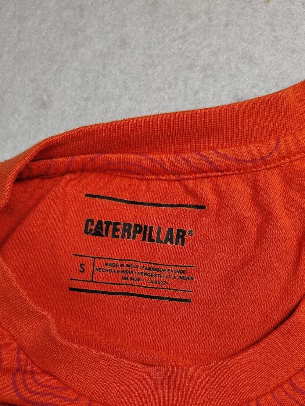 Caterpillar (CAT) Orange T-shirt With Topography - Mens Small